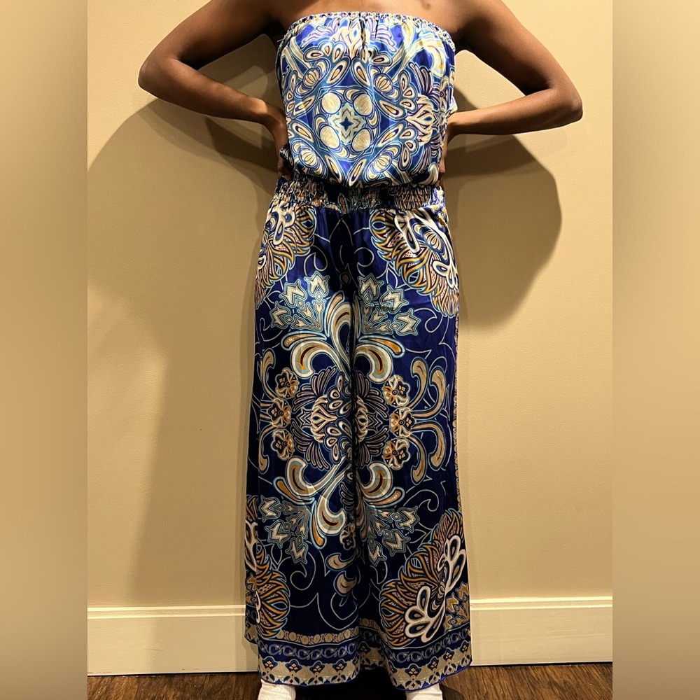 Blue Printed Jumpsuit